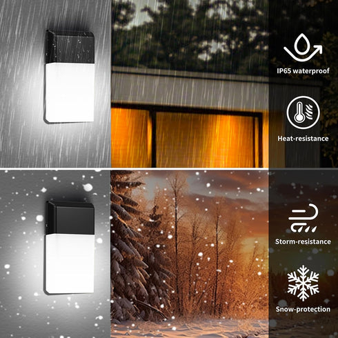 Fircestry 1500LM IP65 2 Pack Outdoor Wall Lights RGB, Smart Exterior Porch Sconces Wall Mounted Lighting, Waterproof