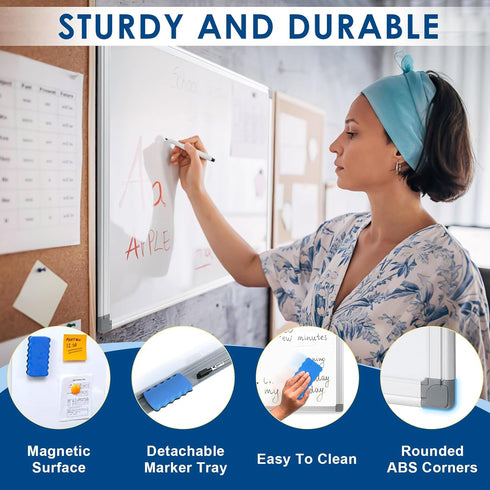 Magnetic Whiteboard 18 x 24 - Dry Erase Board for Meeting/Organizing/Displaying, Wall Mounted