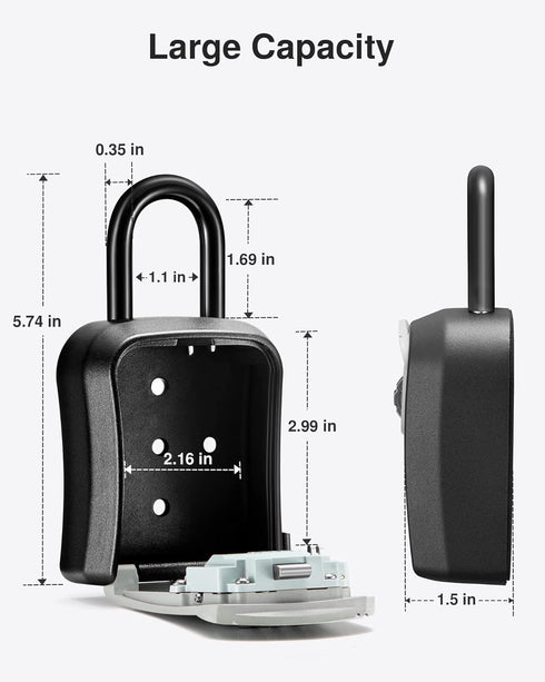 Resettable (1 Pack, Puroma Key Lock Box, Portable Combination Lockbox Wall-Mounted Key Storage Box for House Keys, Code