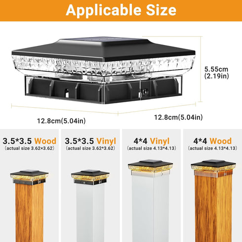 4x4 2 16 4 Pack 4x4 3.5x3.5 btfarm Solar Post Cap Lights Outdoor, Modes LED Fence Deck Post Lights, Waterproof Black