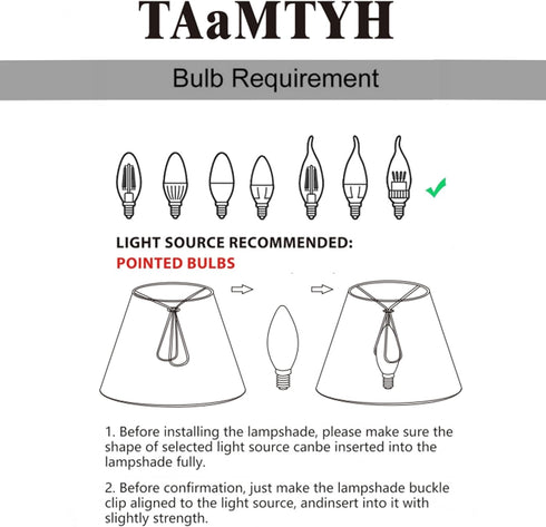 TAaMTYH Set 6Fabric Bulbs, Lampshade3" 6" 5" Small Lamp Shade Chandelier Shades of Lampshade for Wall LampChandelier