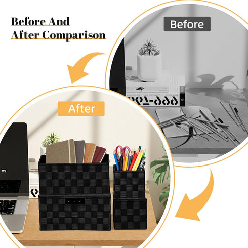 Woven Storage Box Basket Bin Container, Small Woven Basket Cube Organizer for Closet, Shelf, Dresser, Drawer, Bedroom,