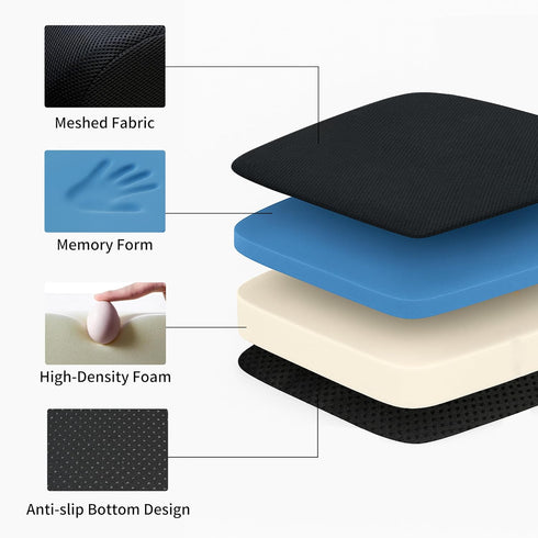 Acxseo 6" 2-Layer Tailbone 18 16 6in Extra Thick Memory Foam Office Chair Cushion Booster Seat for Back & Pain Relief