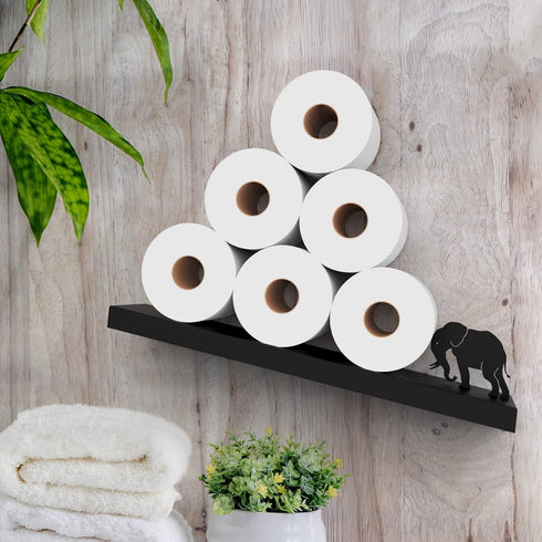 Artori Floating Toilet Paper Shelf Storage - Bathroom Wall Decorations, Tilted Wall Toilet Paper Holder, Mounted Toilet
