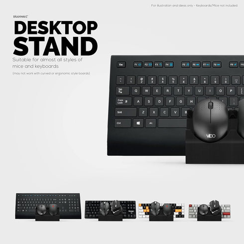 BRAINWAVZ Desktop Keyboard & Dual PC Mouse Stand Holder, Suitable for Small or Large Keyboards, Organize Your Work Space