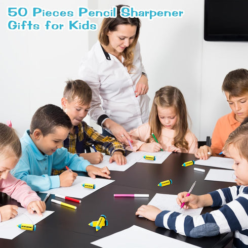 Ctosree 50 Pcs Pencils Shaped Pencil Sharpeners, Manual Bulk Colored Pencil Sharpener for Kids, Motivational Gift