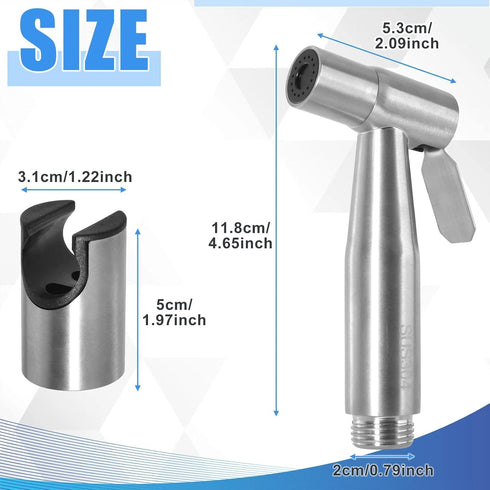 Handheld Bidet Sprayer with Hook Stainless Steel Bidet Sprayer Kit Thread Interface with Adjustable Water Pressure