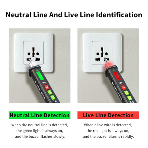 Voltage Tester Pen with Ambient Temperature Display, Non Contact Voltage Tester, Electric Tester with Flashlight