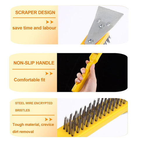Set 2 1 Wire Brush Heavy Duty Stainless Steel Bristles Brush with Plastic Handle in Deeping Cleaning Tools
