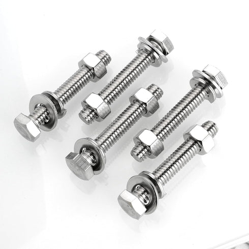 Hex Head Stainless Steel Bolts and Nuts (10 Sets) 5/16-18x2-1/2" with Flat & Lock Washers, 304 Stainless Steel
