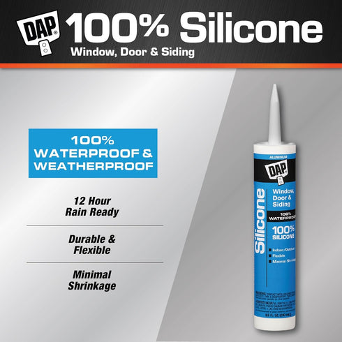 DAP 08643 9.8-Ounce 100% Silicone Window, Door and Siding Sealant, Aluminum by DAP