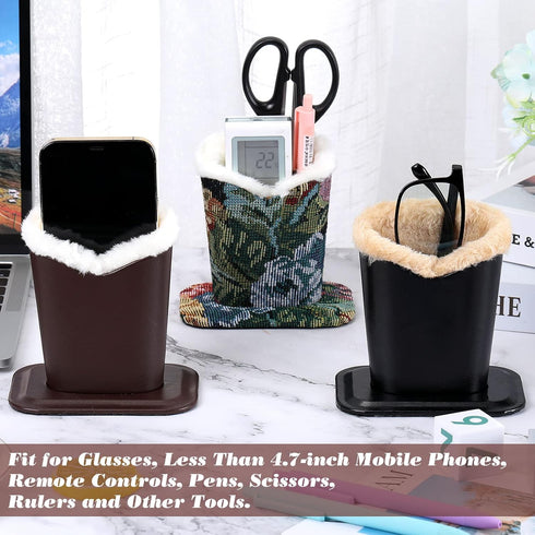 Weewooday 6 Pack Plush Lined Eyeglasses Holder Stand for Glasses Leather Reading Stand Case Protective Glasses Case