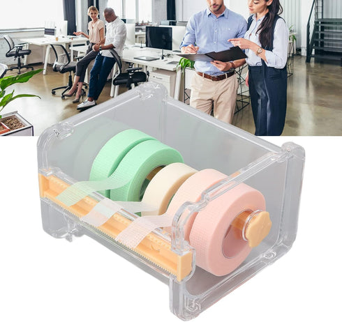 Transparent Multi Masking Tape Cutter Dispenser, Visible Roll Tape Holder for Home and Office