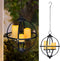 SUNNYPARK Battery Operated Outdoor Candle Chandelier - Black Metal Globe Hanging Pendant Light