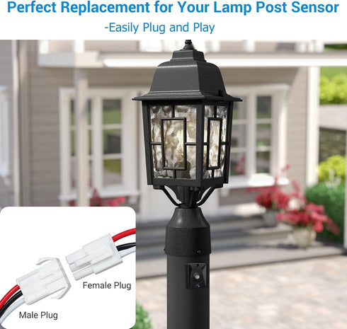 EDISHINE Outdoor Post Light Accessories, Dusk to Dawn Sensor for Automatic On/Off Outdoor Pole Light