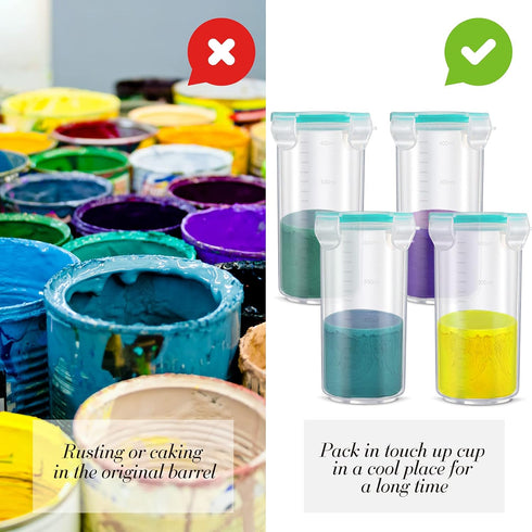 Touch up Paint Storage Containers - 4 Pack Airtight Cups with Lids and Stainless Steel Mixing Ball, 13 oz