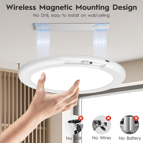 Closet 13 0.55 Closet 1 Pack Rechargeable Motion Sensor Ceiling Light with Remote, Wireless Battery Operated Light