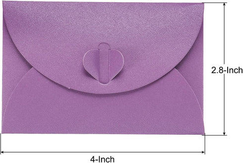 YOKIVE 50 Pack Mini Envelopes, Heart Shaped Clasp | Small Gift Card Holder for Weddings Parties