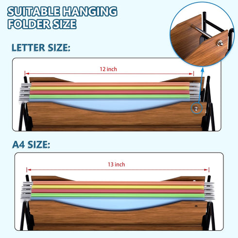 LUCYCAZ File Organizer for Desk, 4 Tier Wood Desk Organizer for Hanging File Folders, Desktop File Organizer for Office