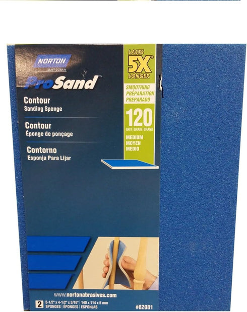 Norton 82081 5X Premium Contour Sanding Pad, 120-Grit, Medium, 2-Pack