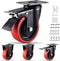 Heavy Duty 4 Inch Caster Wheels Set of 4, 2200Lbs Capacity Silent Swivel with Brake & Rigid TPR Rubber Wheels