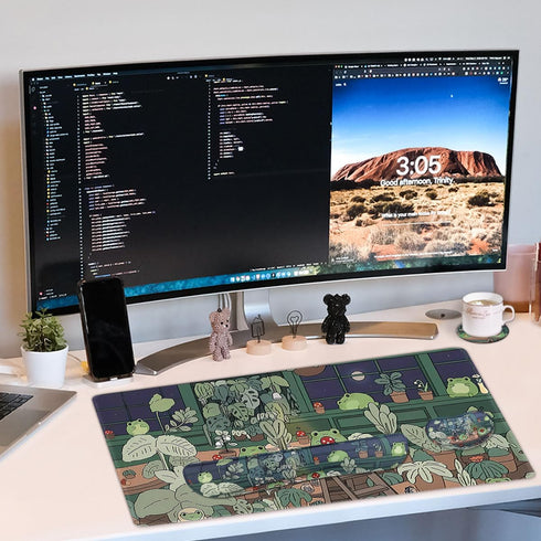 VIKIBO 4 1 Set, Set 35.4 x15.7 Cute Frog in Large Mouse Pad Kawaii Extended Mouse Pad Desk Pad Easy Typing for Typing