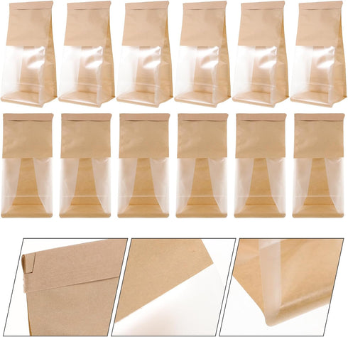 50pcs Packaging Window Small Bread Bags Kraft Paper Toast Pouches for Baking Bread Bakery Accessory Household Treat