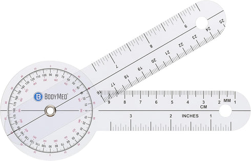 BodyMed 6 Inch Medical Spinal Goniometer Measurer, 360 ISOM Calibrated Scales for Physical Therapy Rehab & Recovery
