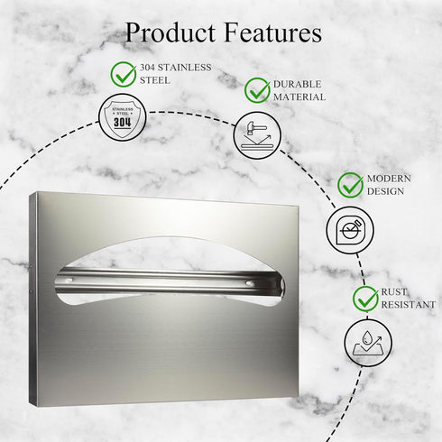 AKU INTL. Pack-2 Wall Mount Dispenser, Anti-Scratch Toilet Seat Cover Holder with Screws for Half or Single Fold