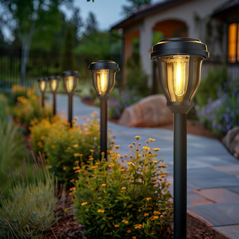 6 Pack 6 Pack DERAYSION Solar Lights Outdoor, Solar Pathway Lights Waterproof Garden Landscape Lighting for Path, Yard