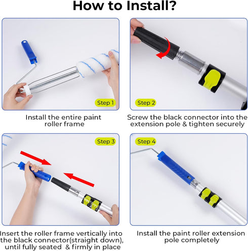 32PCS 2 4 4" 9" 11'' INCLY Paint Roller Kit with to Ft Extension Pole, & Paint Rollers with Tray, Paint Brushes