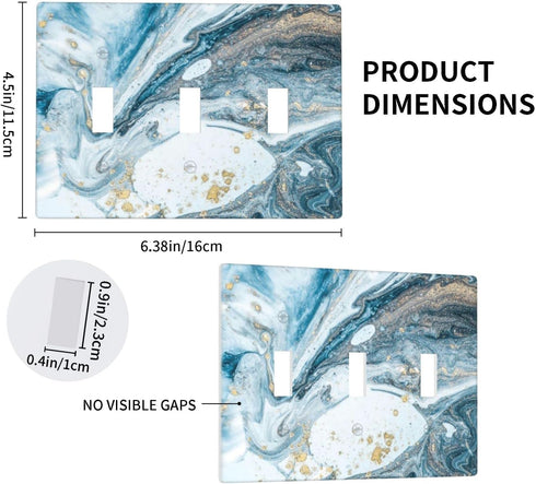 Blue Marble 3 Gang Light Switch Cover, Abstract Decorative Wall Plate for Home Office, 4.50 x 6.38 Inch