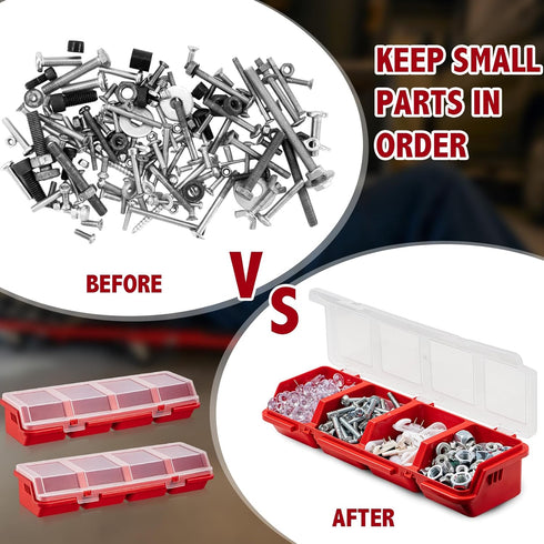 Hushee 4 4 Pcs Screw Organizer Box with Lid Compartments Tool Bin Divider Plastic Stackable Hardware Organizer Small