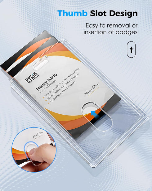 KTRIO 2 Pack Heavy Duty 2-Card Badge Holder, Clear Acrylic ID Card Holder with Easy Access Thumb Hole for Student, Nurse