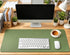 Busnos Cute Desk Cover - Mouse Pad, 47.2" x17" Green Leather Non-Slip Laptop