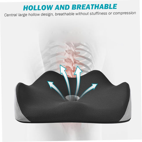 Meyrwoy Back & Seat Cushions, Seat Cushion Cover Memory Foam with Hole Office Chair Cushion Pressure Relief Orthopedic