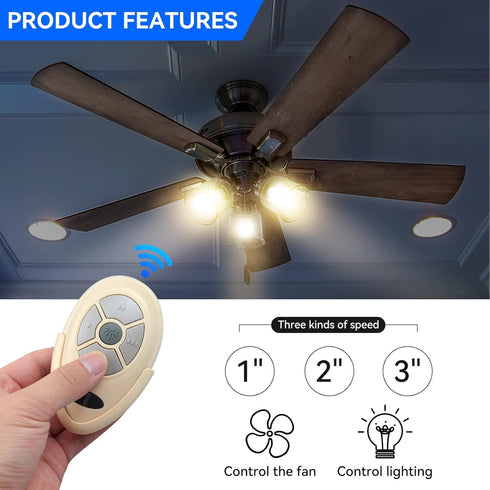 FEKOTS 35T1 303.9MHz, 3-Speed, Dimmer, FAN-11T FAN-53T L3HFAN35T FAN-35T L3HFAN35T1 FAN-35T1 Ceiling Fan Remote Control
