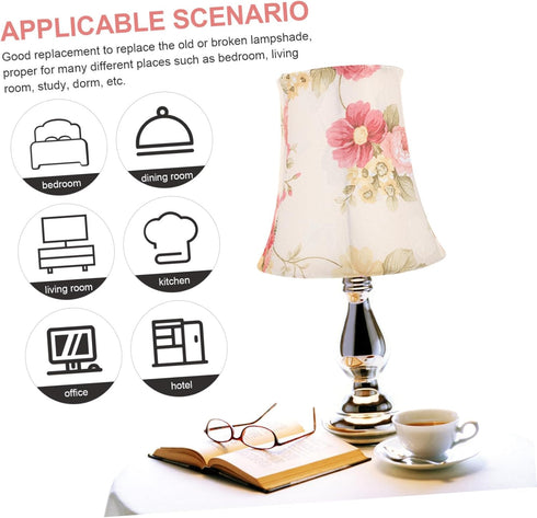 15cm IMIKEYA Floral Lamp Shade - Fabric Lampshade Replacement for Table - Floor and Chandelier Lamps Stylish Clip On