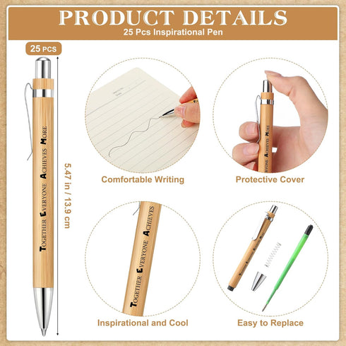 Geyoga 100 Pcs Team Gift Keychains, Employee Appreciation Notepad Gifts, Motivational Notebook, Bamboo Ballpoint Pen