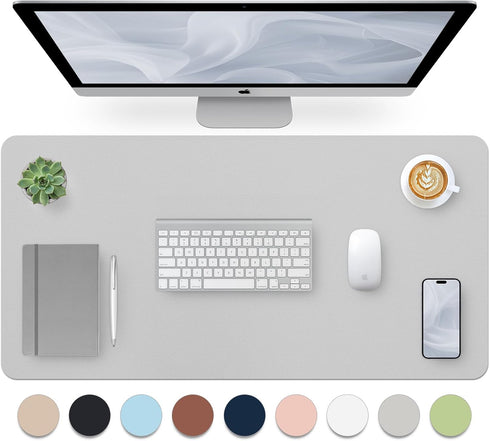 Bloss Large Desk Pad, Non-Slip Desk Mat, Waterproof Desk Blotter, Easy to Clean - Light Grey (31.5 x 15.7 Inches)