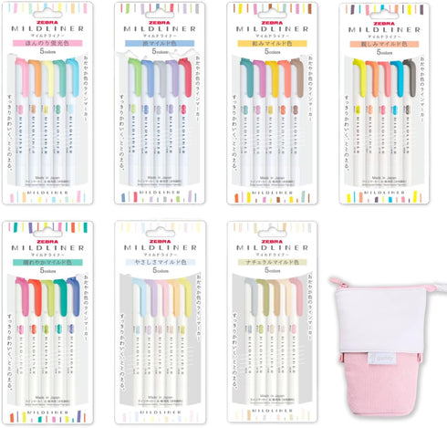 Double-Ended Creative Highlighter Set, 35 Colors, Original Pink Pen Pouch