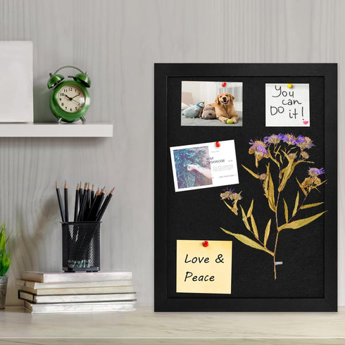 Black Cork Board, Black Bulletin Board Pin Display for Wall, Vision Board for Memos, Photos, Home, Kitchen, Office