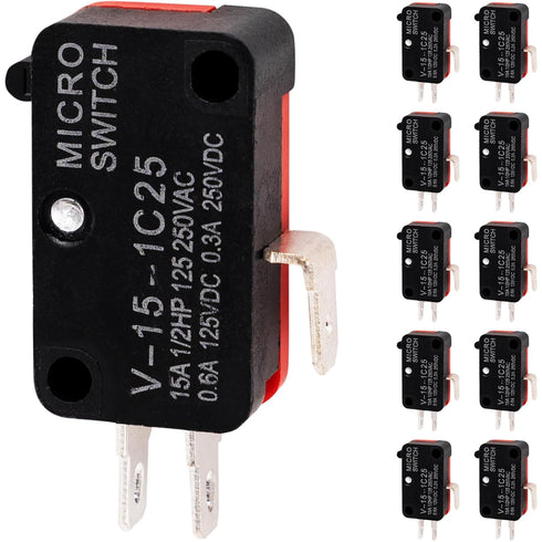 BlueStars Micro Limit Switch V-15-1C25 Pack of 10, 250VAC/125VDC 15A for Arduino, Appliance, Electrical Supplies