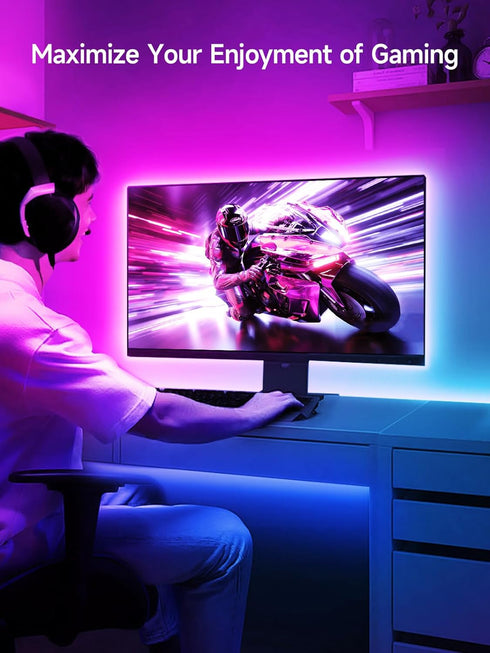 TV LED Lights, 13.1ft RGB Color Changing Light Strip for 45-65 Inch TV with Remote & Music Sync Control