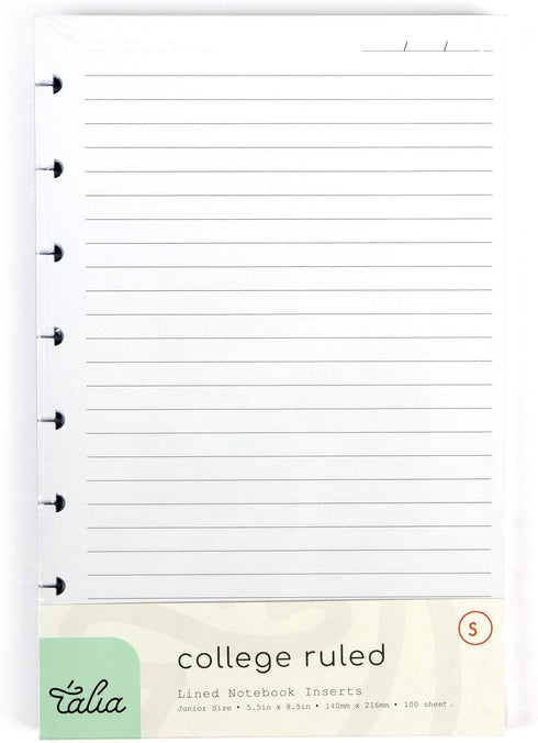 Talia Discbound Notebook Refills, Junior (5.5in x 8.5in), College Ruled