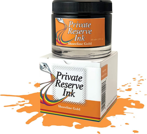 60ml Private Reserve Ink Shoreline Gold Premium Fountain Pen Ink Bottle | Warm Golden Yellow with Fast-Drying Formula |