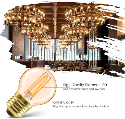 LVWIT G14 LED Filament Globe Bulb 5.5W(40W Equivalent), Dimmable 2500K Warm White E26 Screw Base, Decorative Edison Light Bulb, UL-Listed(6-Pack),Amber Yellowish by LVWIT