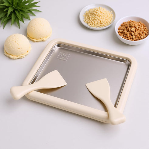 2 Frozen Zerodis Rolled Ice Cream Maker, Stainless Steel Freeze Plate with Scrapers Ideal for Making Rolled Ice Cream