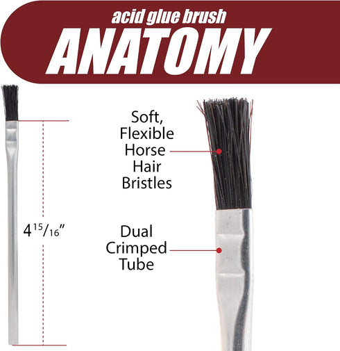 (144) Peachtree Woodworking Supply Fulton Acid Glue Applicator Brushes Made with Horse Hair Bristles | Tin Metal
