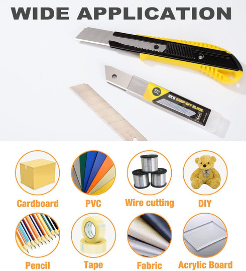 DOWELL 18mm Snap Off Blades, SK5 Utility Knife with Retractable Blades, Box Cutter Blades (30pc)